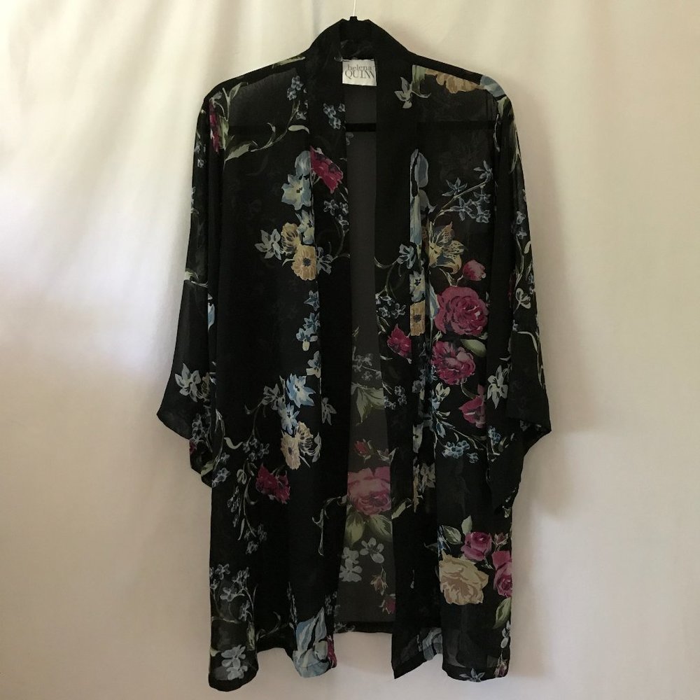 Helena Quinn Black Floral Sheer Robe